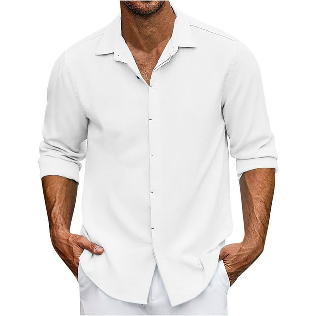 Yuyuzo Mens Shirts Long Sleeve Button down Open Front Lapel V Neck Blouse Solid Color Business Casual Fall Tops