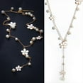 thumbnail image 3 of UDIYO Women's Fashion Korean Style Faux Pearl Flowers Long Necklace Sweater Chain, 3 of 7