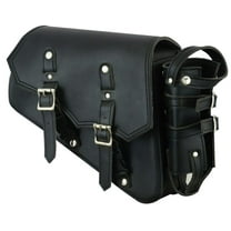 DS Daniel Smart Black Leather Motorcycle Bags with Swing Arm Bag, Bottle Holder