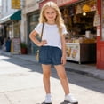 thumbnail image 6 of Afuyipoi ​Girls Soft Cotton Denim Shorts（4-14 Years）, Toddler Cute Summer Jeans Shorts with Elastic Waist and Pockets Navy Size 5, 6 of 9