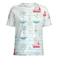 thumbnail image 5 of Nautical Sailboats Stripes-1 Women's Short Sleeve T-Shirt Crew Neck Casual Summer Trendy Loose Fit Tops, 5 of 7