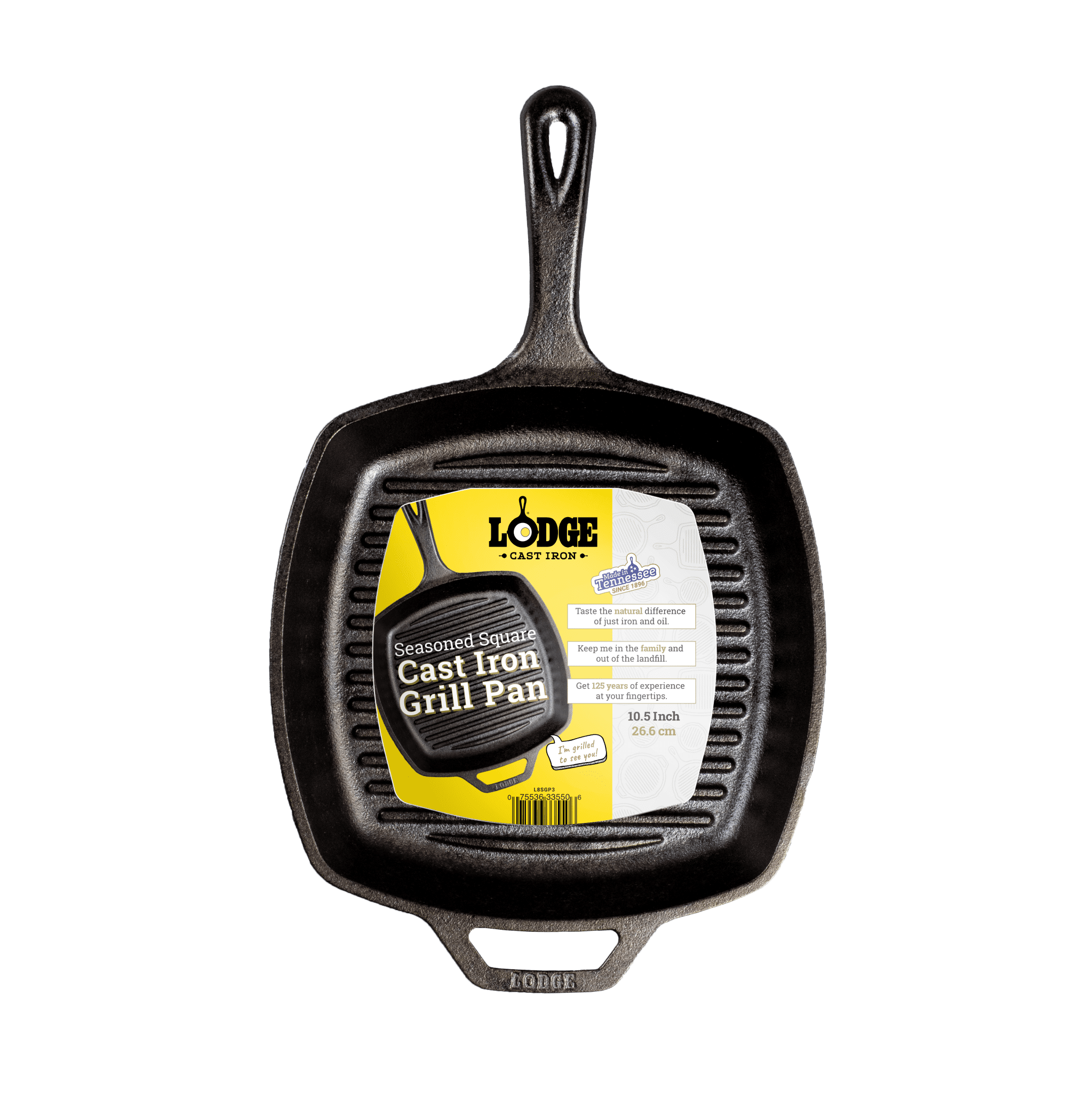 Lodge 8SGP 10.5 inch Square Cast Iron W/ Grill Bars Skillet Pan