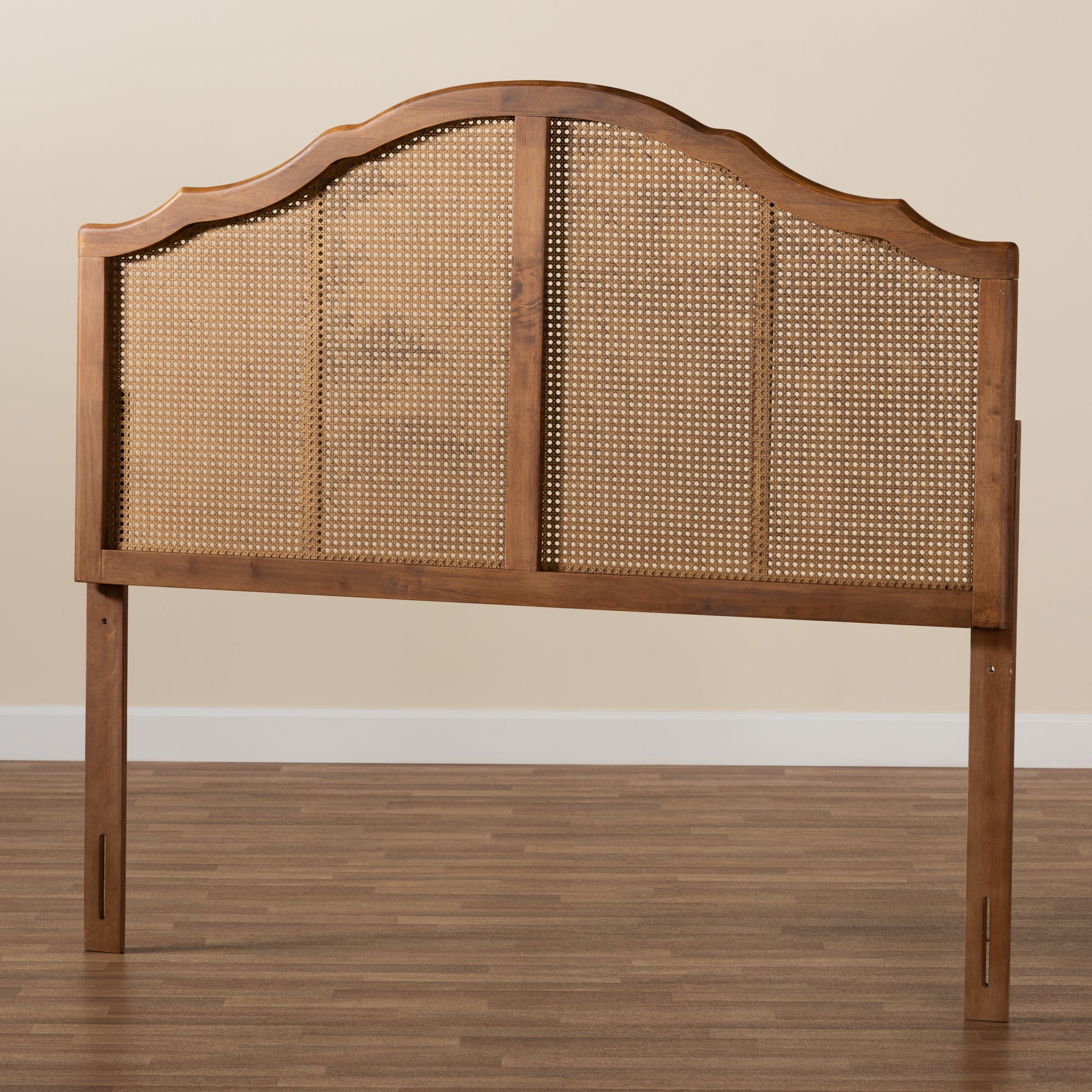 Baxton Studio Iris Classic Wood Back Support Synthetic Headboard, King, Ash Walnut