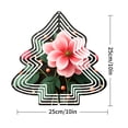 thumbnail image 3 of Stylized Metal Christmas Tree Wind Spinner - White Outline with Pink Flower Green Leaves & Orange Berries - Perfect for Garden Decor, 3 of 7