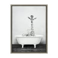 thumbnail image 5 of Kate and Laurel Sylvie Giraffe 2 in the Tub Framed Canvas Wall Art by Amy Peterson Art Studio, 18x24 Gray, Modern Fun Decorative Bathtub Wall Art for Home Décor, 5 of 6