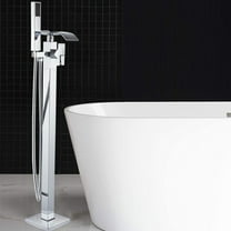 Freestanding Bathtub Faucet Chrome Floor Mounted Swivel Tub Filler w/Hand Shower