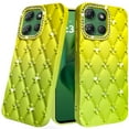 thumbnail image 3 of For Moto G Power 2026/2025 Floral Joy Glitter Shimmer Leather Feel Thick TPU Case - Yellow/Green, 3 of 4