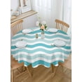 thumbnail image 2 of Round Tablecloth Geometric Striped Pattern Waterproof Oil Proof Polyester Table Cloth Cover Decor for Home Dining Outdoor,Patio,Parties, 54" Dia. Aqua White Wave Pattern, 2 of 9