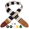 thumbnail image 1 of 1 Set Guitar Shoulder Strap Adjustable Thickened Striped Guitar Strap with Pick, 1 of 9