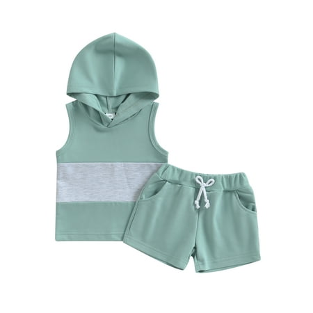

CIYCuIT Toddler Baby Boys Clothes Summer Outfit Striped Print Sleeveless Vest Tops Drawstring Shorts Set 0-3T
