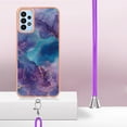 thumbnail image 3 of Case for Samsung Galaxy A33 5G, Adjustable Detachable Crossbody Strap Neck Strap Silicone Bumper Marble Painted TPU Ultra Thin Shockproof Protective Phone Case Cover for Galaxy A33 5G, Purple, 3 of 7