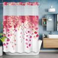 thumbnail image 6 of Spring Flowers No Hooks Shower Curtain with Snap-in Liner Watercolor Gradient Pink Red Floral Romantic Shower Curtains for Bathroom, Waterproof, Easy Install, Washable 48"x72", 6 of 9