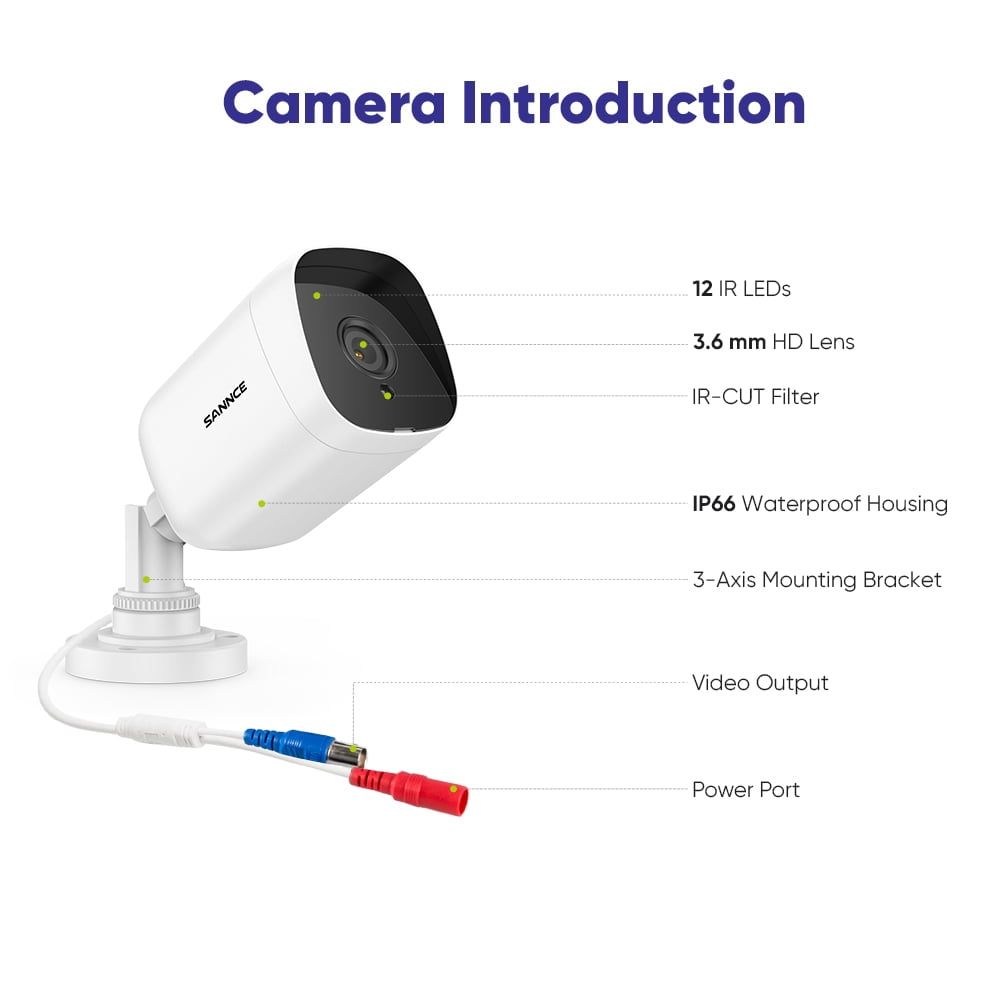 SANNCE 1080P Wired Security Camera System, 8CH CCTV 5-in-1DVR with 1TB HDD and 8Pcs Outdoor Surveillance Bullet Turret Cameras, Support 100ft Night Vision, Waterproof, Remote Access, Motion Alert, fo
