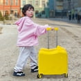 thumbnail image 5 of Ride-On Kids Suitcase 18" Hard Shell Luggage with Wheels, 37L Carry-On with Lock, Adjustable Handle & Seat for Toddlers Ages 3-6 - Yellow, 5 of 9