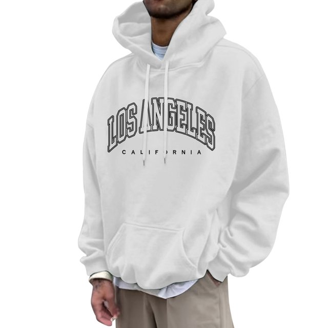LUOGENLI Chandails à Capuche pour Hommes Graphique TG Mode Homme Décontracté Lettre Partie Imprimée Chandail à Capuche à Enfiler Manches Longues Chandail à Capuche Chandails à Capuche pour Hommes à Fermeture Éclair avec Motifs Blanc Taille TTG
