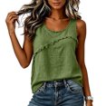 thumbnail image 5 of VBVC Women's Cotton Linen Frayed Trim Tank Tops , Ladies' Casual Summer Crew Neck Blouses , Breathable Sleeveless Shirts For Women,Army Green,S-2XL, 5 of 8