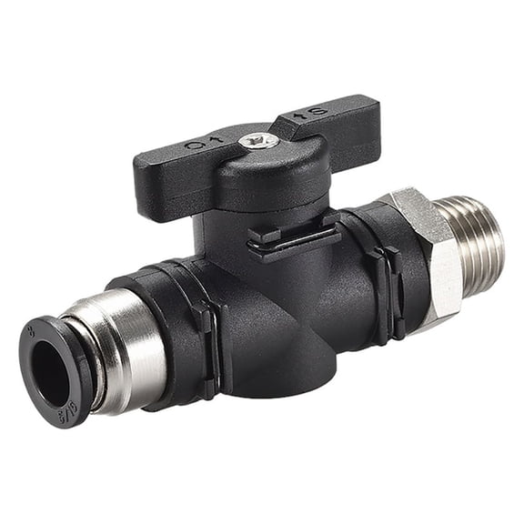Pneumatic Ball Valve, G1/4 to 8mm Inner Diameter for Air Flow Control, Plastic Nickel Plated Brass Black