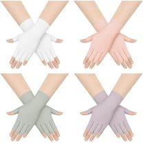 Lsupdaol 4 Pairs Sun Protection UV Gloves for Woman Half Finger Summer Hand Protection Gloves Touchscreen Fingerless Mittens