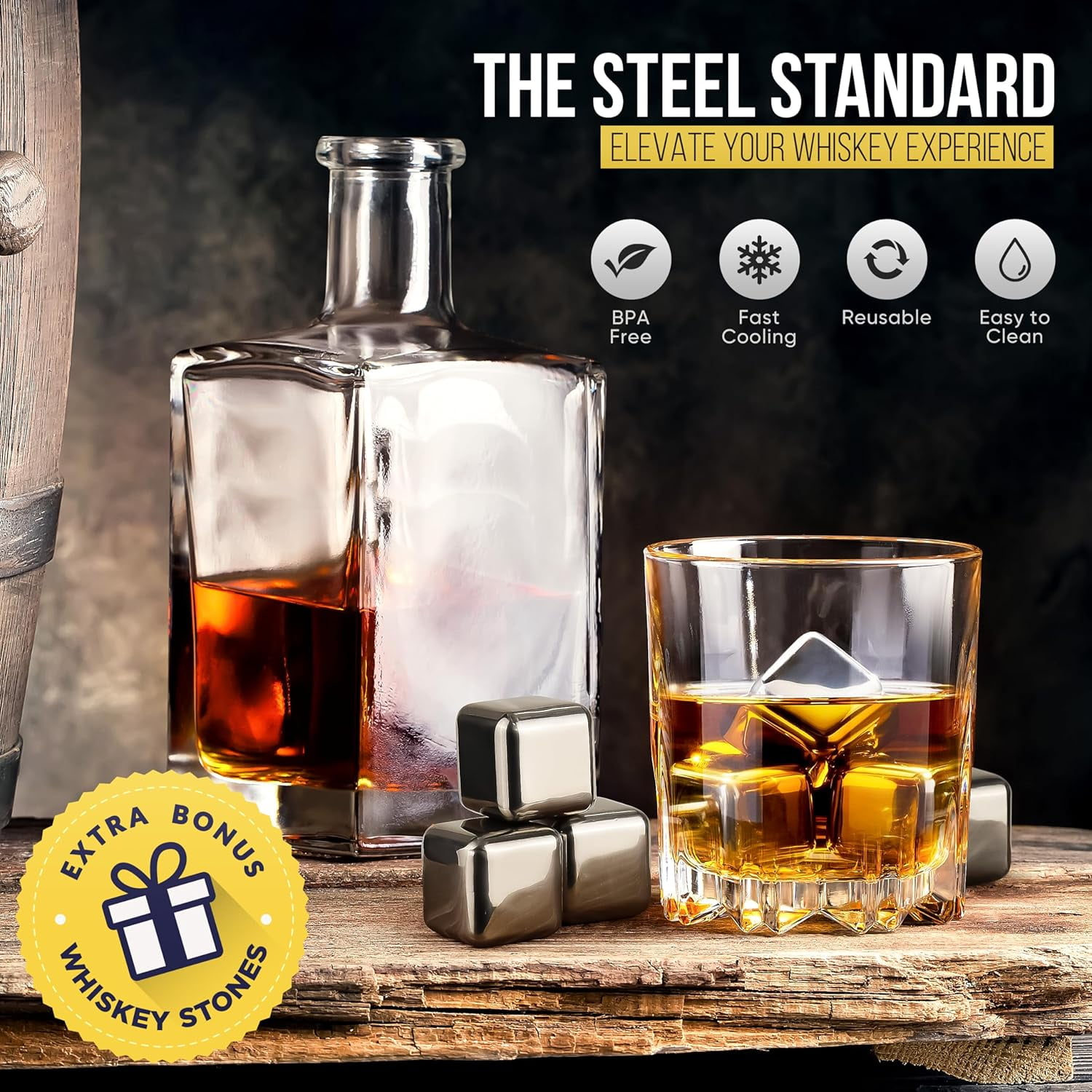 LifeBox 6 Ice Ball Maker Mold - Sphere Mold Makes Crystal Clear Balls - Whiskey Cubes Mold Includes Storage Bag & 7 Whiskey Stones - Round Cube Mold
