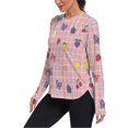 thumbnail image 2 of FORMRS Womens Long Sleeve Shirts UPF 50+ Sun Protection Quick Dry Fishing Hiking Tops, Size S-2XL, Pink Plaid Fruit Pattern, 2 of 8