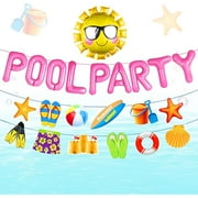 WEEKS Pool Party Decoration Pink Girl Beach Party Supplies Summer Sun Balloons for Luau Hawaii Beach Pool Party