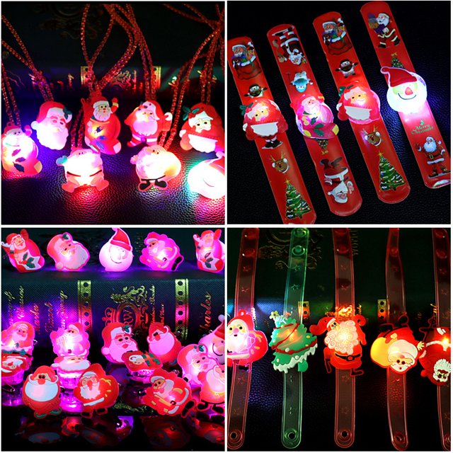 Pulsera luminosa de juguete navideño, anillo luminoso, luz LED intermitente, círculo, reloj para niños, collar, regalo decorativo