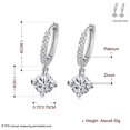 thumbnail image 3 of Platinum Earrings Dangle Drop Aaa Zircon Lever Back 0.2" L163, 3 of 7
