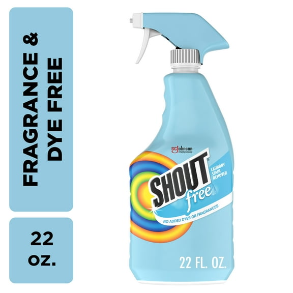 Shout Free Laundry Stain Remover, Active Enzyme Formula is Dye, Fragrance, and Bleach Free, Removes 100  Types of Stains, including Baby Stains - 22oz Spray