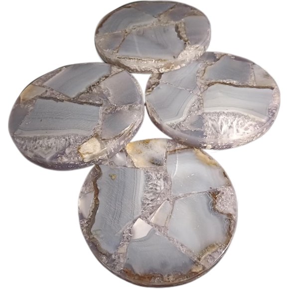 ArtEra Beaux sous-Verres Décoratifs en Pierre d'Agate pour Tasses à Thé, Tasses à Café et Verres / sous-Verres en Agate de 4 Pouces pour Décoration Intérieure (Gris Ardoise, Lot de 4)
