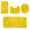 thumbnail image 3 of Non Slip Absorbent Bathroom Mat Set 4 Piece Yellow Plush Toilet Floor Mats with Rubber Backing for Bathtub Shower Sink Anti Slip Soft Carpets, 3 of 6