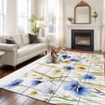 thumbnail image 2 of Non-Slip Rug Pad Rugs Country Flowers Butterflies Rectangle Area Rugs 5x8Ft Soft Carpet Pads for Living Room Kids Room, Yellow Blue Floral on Wood, 2 of 9