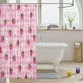 thumbnail image 3 of Kids Strawberry Bath Curtain Cute Pink Fruit Shower Curtain Boys Girls Kawaii Cartoon Fruit Bathroom Shower Curtain Set Stripes Teens Bathroom Accessories Room Decor 72"x84", 3 of 6