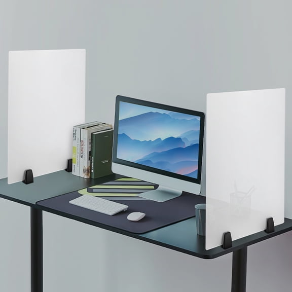 ToppiJoy 2pcs Acrylic Screen Free Standing, Frosted Clear Acrylic Divider, Dividers for Desk Privacy Home & Office 24*18in