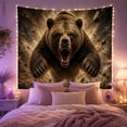 thumbnail image 2 of Grizzly Bear Roaring in Flying Rocks, Dramatic Realistic Fantasy Wall Art for Men, Teen Boys, Wildlife Animal Decor, Housewarming Gift, Tapestry Wall Hanging for Bedroom, Living Room and Dorm, 2 of 7