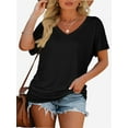 thumbnail image 6 of Women's V Neck Oversized T-Shirts Summer Short Sleeve Shirts Loose Casual Tops Tee, 6 of 6