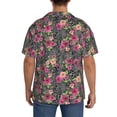 thumbnail image 3 of KLL Rose Mix Leopard Print Men's Shirt Short Sleeve Button Down Summer Cuba Beach Shirts- Small, 3 of 5