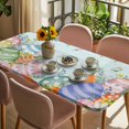 thumbnail image 3 of Easter Eggs Table Cloths for 3 Foot Rectangle Tables, Spring Botanical Flowers Eucalyptus Leaf Wood Patio Waterproof Elastic Fitted Tablecloths, Washable Rectangular Table Cover for Camping, 3 of 8