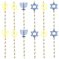 thumbnail image 1 of KAKOWELY 20 pajitas de papel para fiesta de Hanukkah, pajitas para bebidas, colores variados, 1 of 4