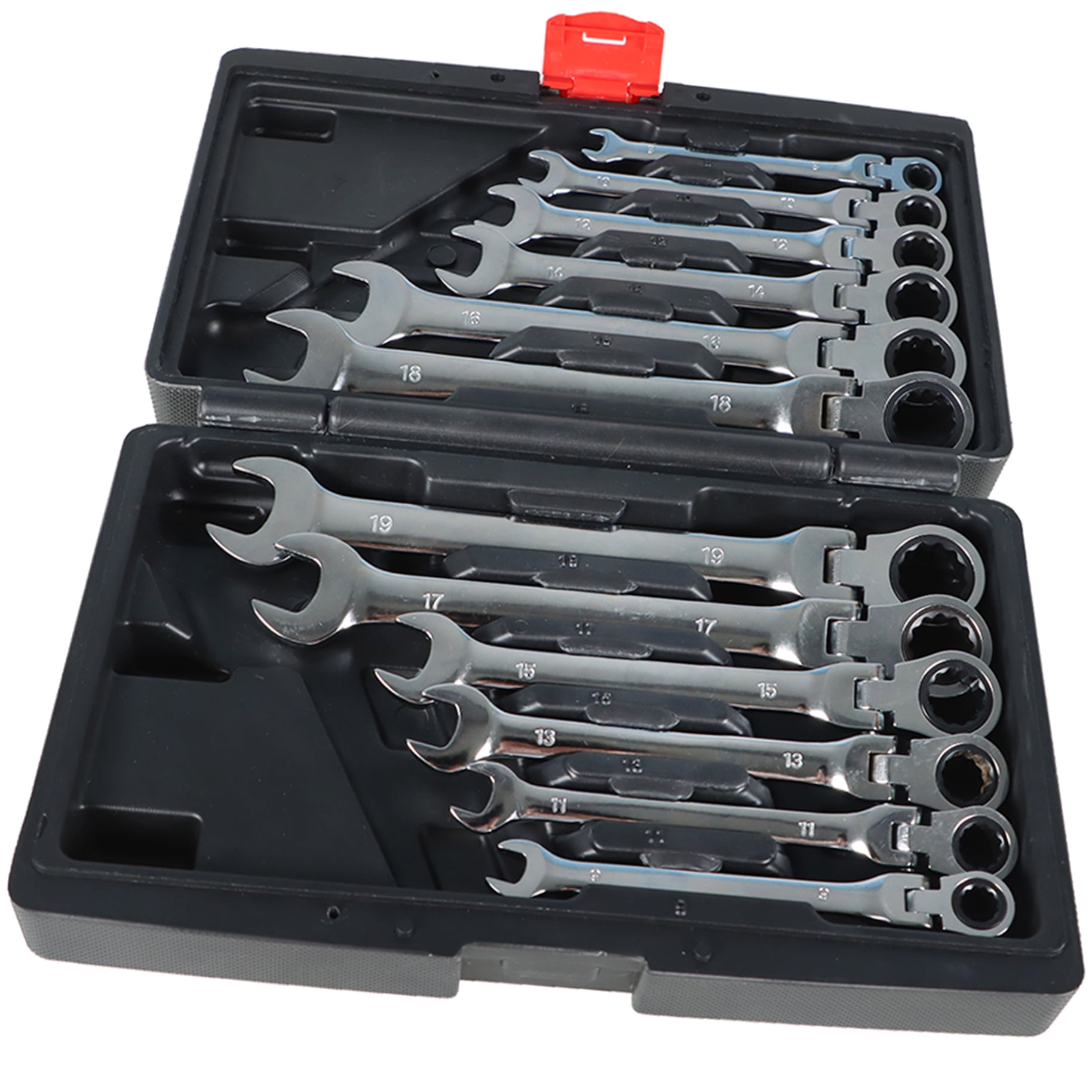 Handdo 12Pcs Ratcheting Wrench Set 8-19mm Metric Flexible Pivoting Head ...