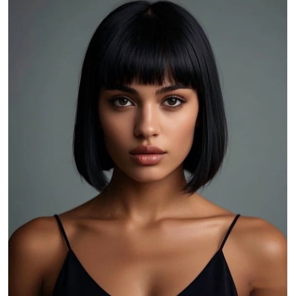 Short Straight Bob Wig Heat Resistant Synthetic Hair for Women Natural Look