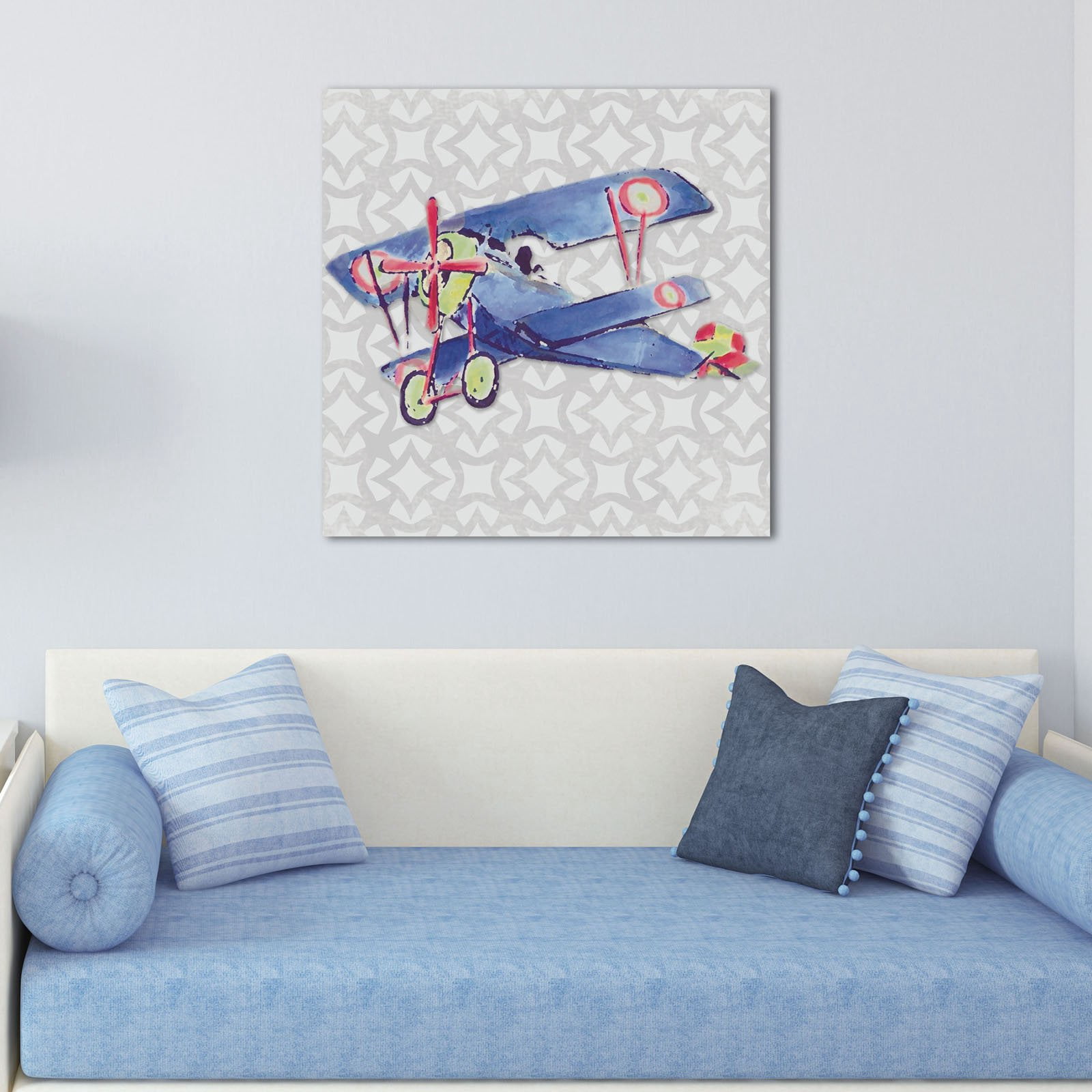 Marmont Hill "Watercolor Biplane" by Reesa Qualia Painting Print on Wrapped Canvas