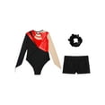 thumbnail image 6 of Haitryli Kids Girls Long Sleeve Gymnastic Leotard with Shorts Ballet Dance Outfit Set Hair Scrunchie Red 10, 6 of 7