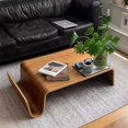 thumbnail image 3 of Mesa de centro de madera maciza, escritorios de madera curvada para ordenador, mesa de té central baja portátil, muebles para sala de estar, almacenamiento lateral, 3 of 4