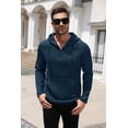 thumbnail image 2 of COOFANDY Men's Thermal Sweatshirts with Kangaroo Pocket, Casual Drawstring Hoody Top, Quarter Zip Pullover Sweatshirts, 2 of 7