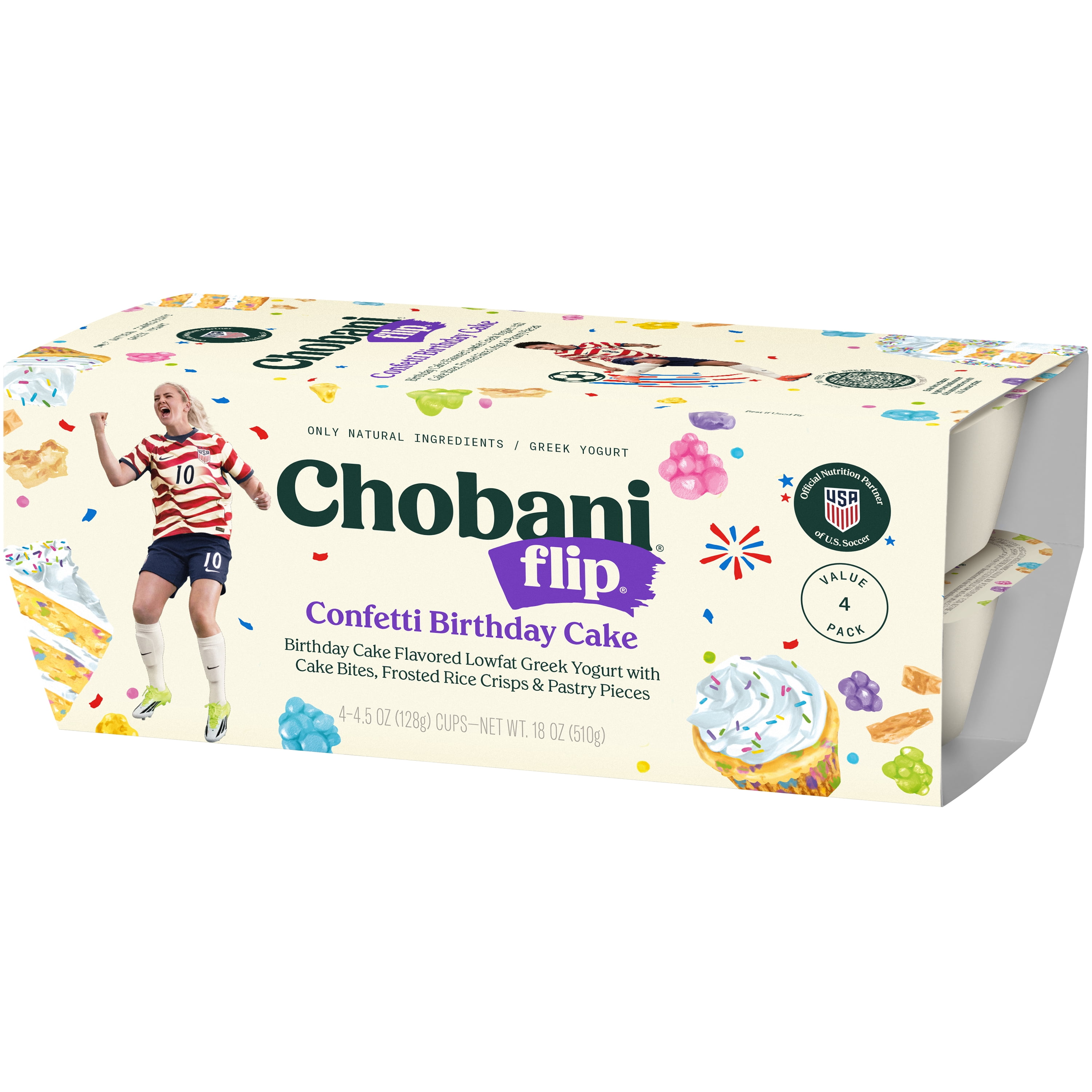 Chobani Flip Low-Fat Greek Yogurt Confetti Birthday Cake 4.5 oz 4PK