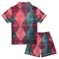 thumbnail image 2 of FORMRS Kids Short Sleeve Top and Pants Pajama Set Unisex Satin 2-Piece Sleepwear, Sizes 11-12Y, Vibrant Green Tartan Pattern, 2 of 8