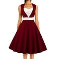 thumbnail image 1 of Robes pour Femmes 2024 Été Robe Ample Couleur Contrastée Sans Manches Col en V Robe Aguichant 50 % de Réduction!, 1 of 4