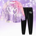 thumbnail image 2 of Toddler Baby Girl Clothes 2T 3T 4T 5T 6T 7T 8T Girl Outfit Long Sleeve Pants Tie-dye Sweatshirt Pants Fall Winter Clothes Set Toddler Girl Outfit For 2t 3t 4t 5t 6t Children Purple 3-4 Years, 2 of 8