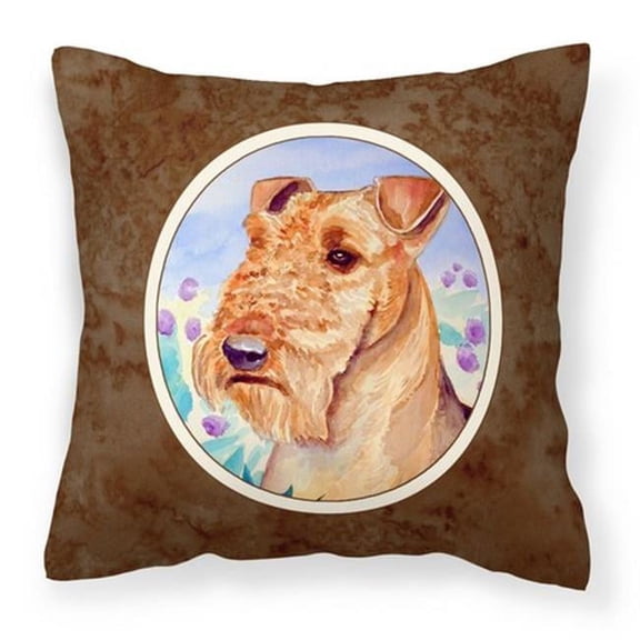 Airedale Terrier in Flowers Fabric Decorative Pillow