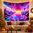 thumbnail image 3 of Striped Celestial Orb Over a Mirrored Cosmic Lake, Dreamy Psychedelic for Space Lovers, Galaxy Wall Art, Housewarming Gift, Tapestry Wall Hanging for Bedroom and Gaming Room, 3 of 7